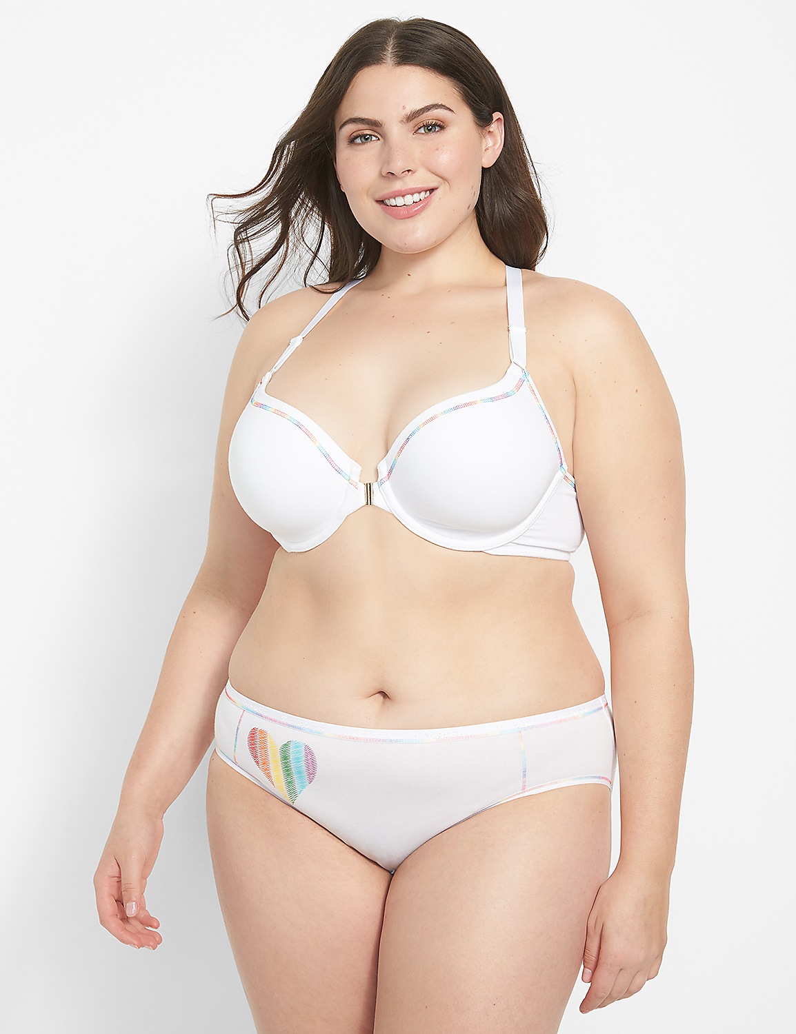 Cotton Lightly Lined T-Shirt Bra With Rainbow Strappy Back Product Image 1