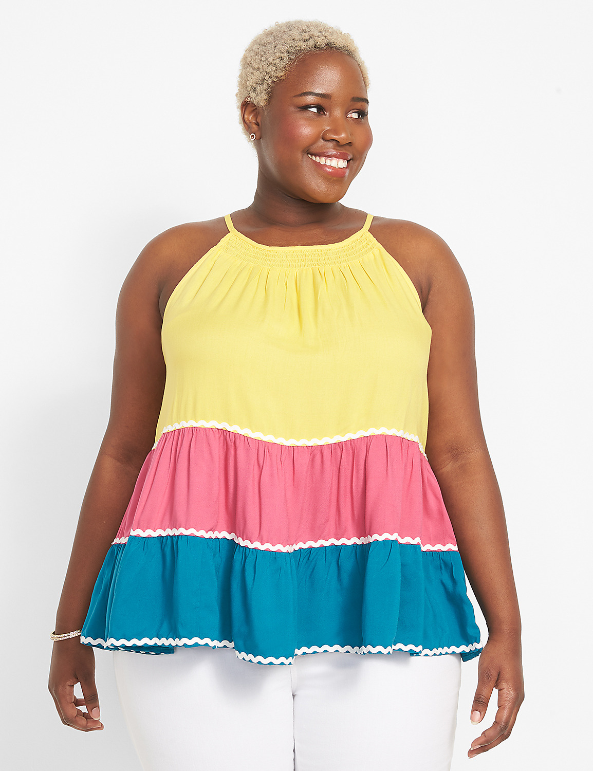 Classic Halter-Neck Tiered Tank Product Image 1