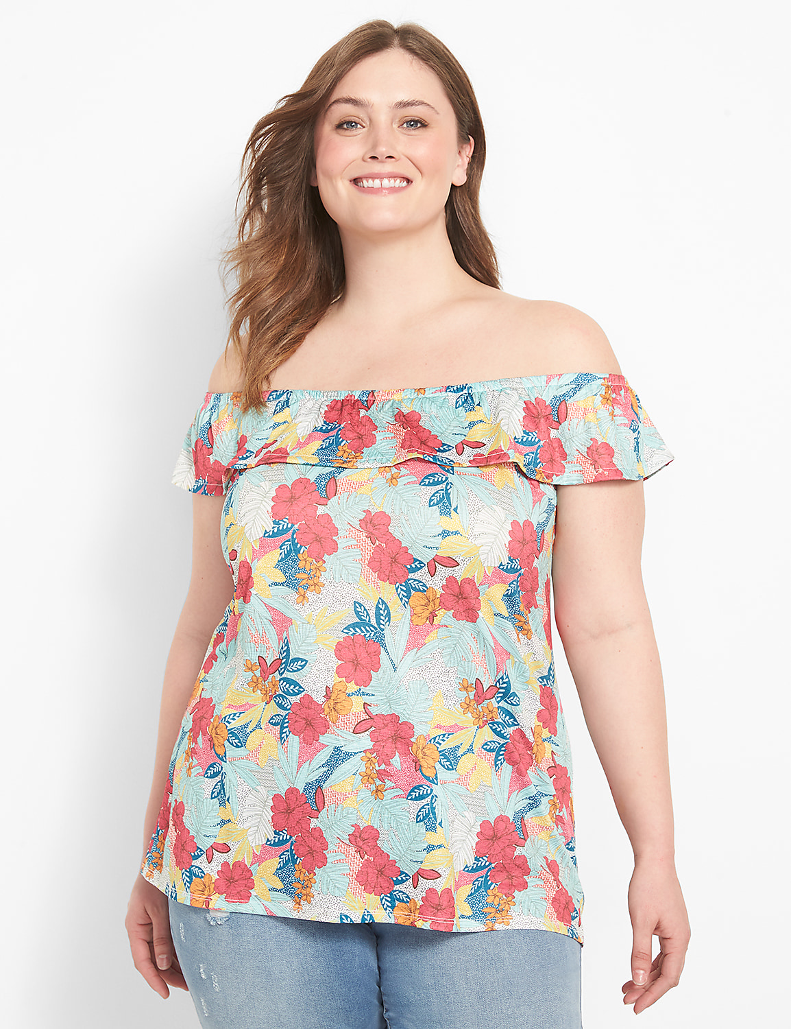 Sleeveless Ruffle Edge Off Shoulder | LaneBryant