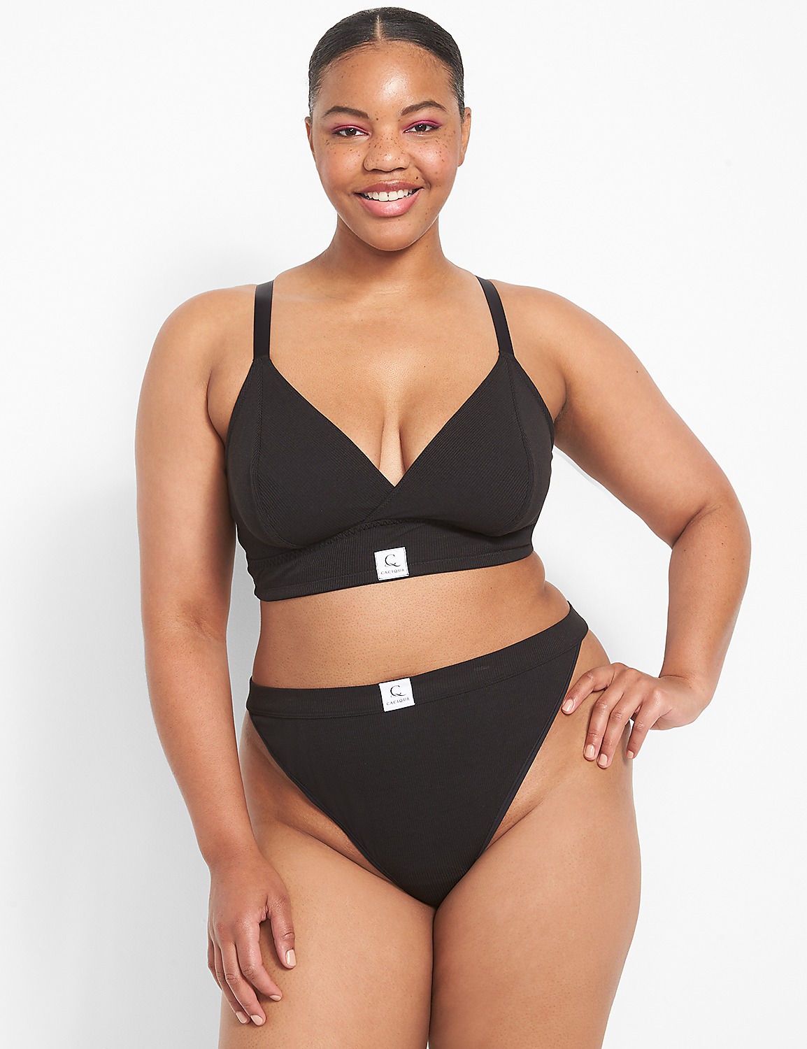 Ribbed Unlined Triangle Bralette Product Image 1