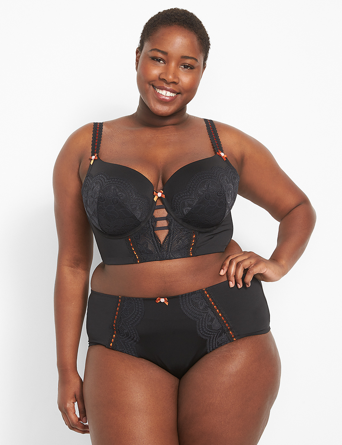 Lace Lightly Lined Longline Balconette Bra With Ribbon Product Image 1