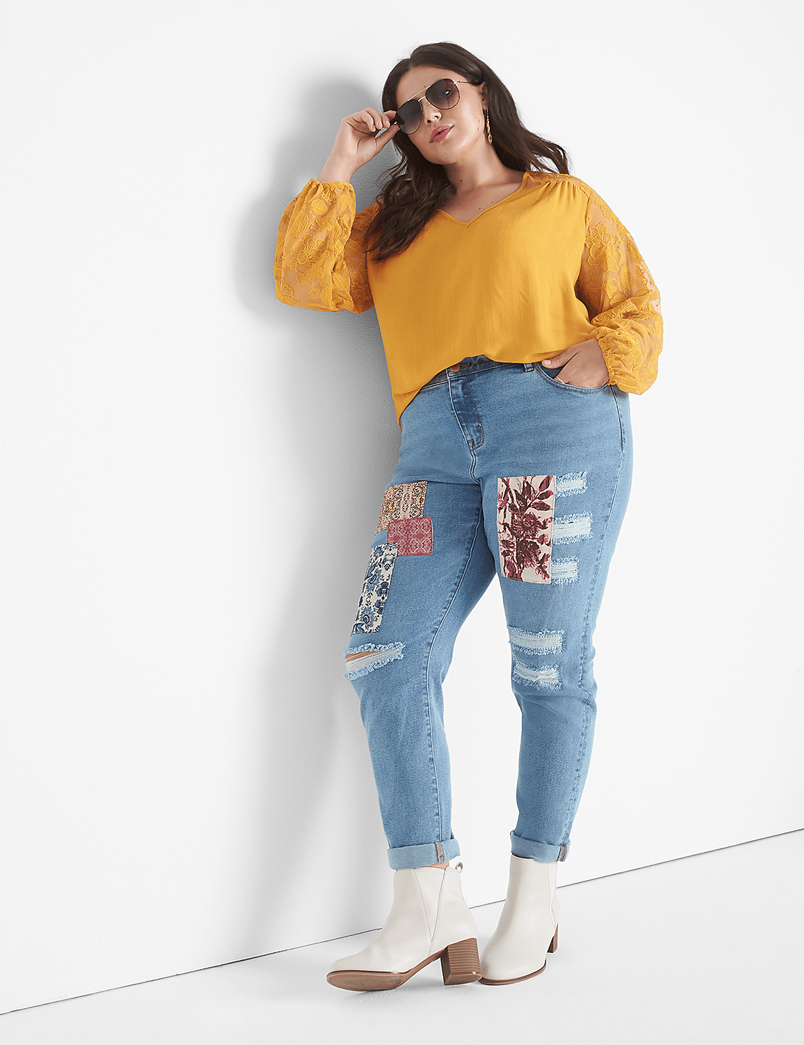 Signature Fit Boyfriend Jean - With Patchwork Product Image 1