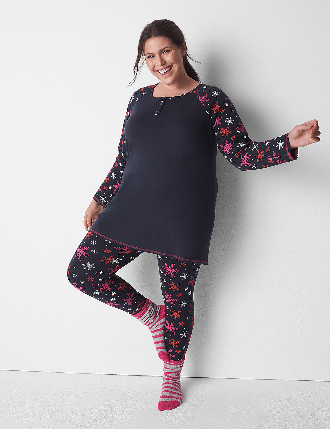 Comfy Cotton Henley Tee & Legging PJ Set Product Image 1