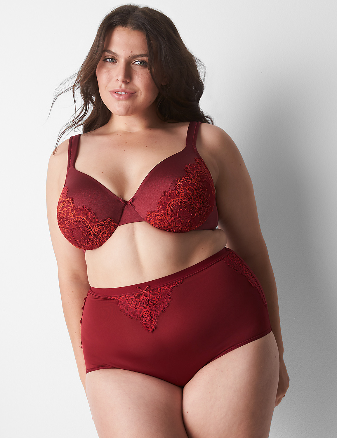 No-Show High-Waist Brief Panty With Lace Product Image 1
