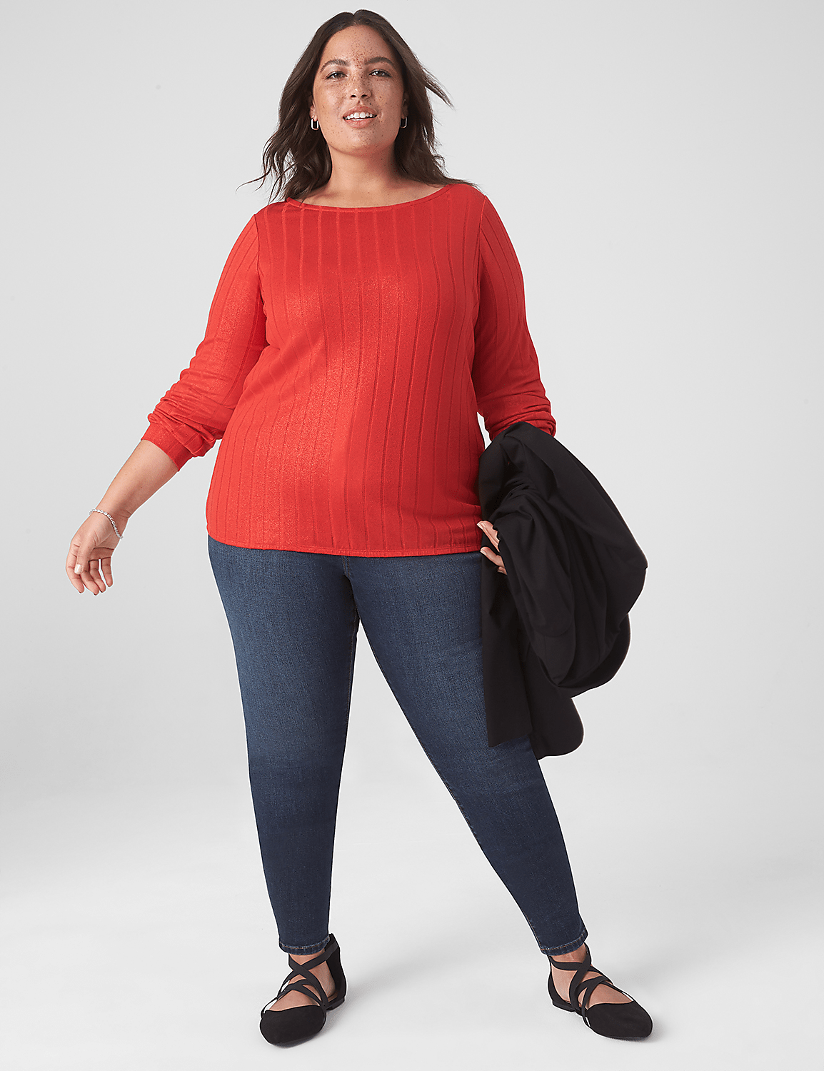Relaxed Boatneck Bottom-Band Top Product Image 1