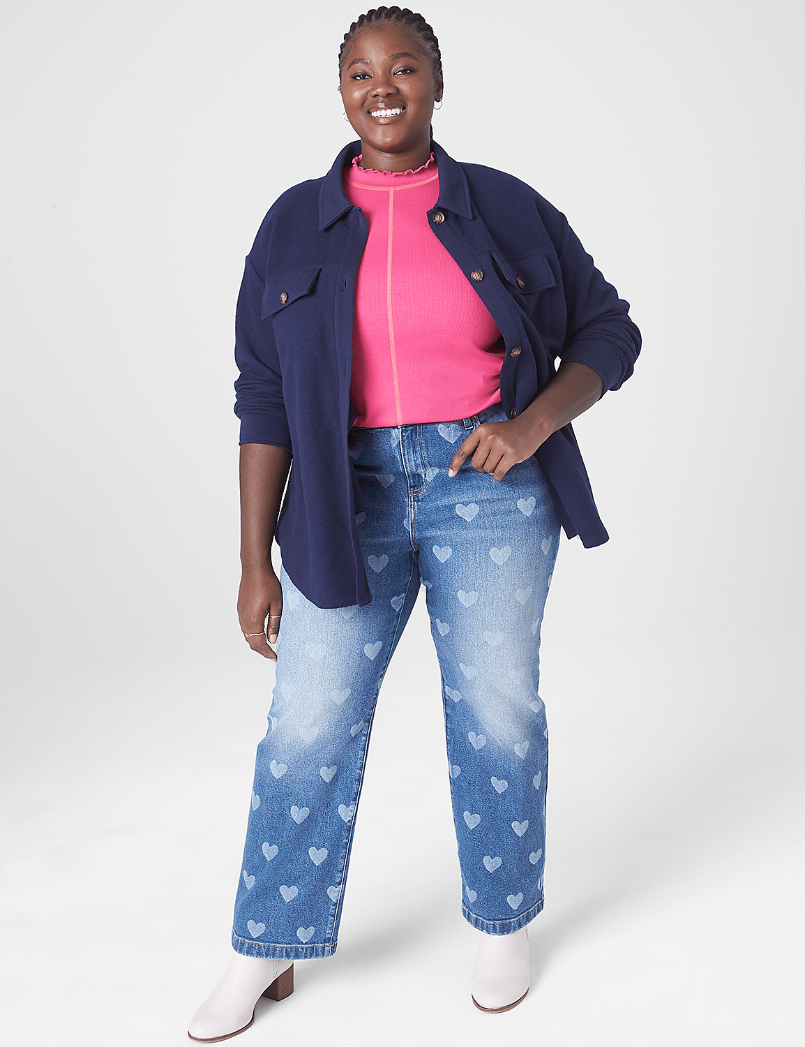 Signature Fit Relaxed Straight Jean With Heart Laser Print