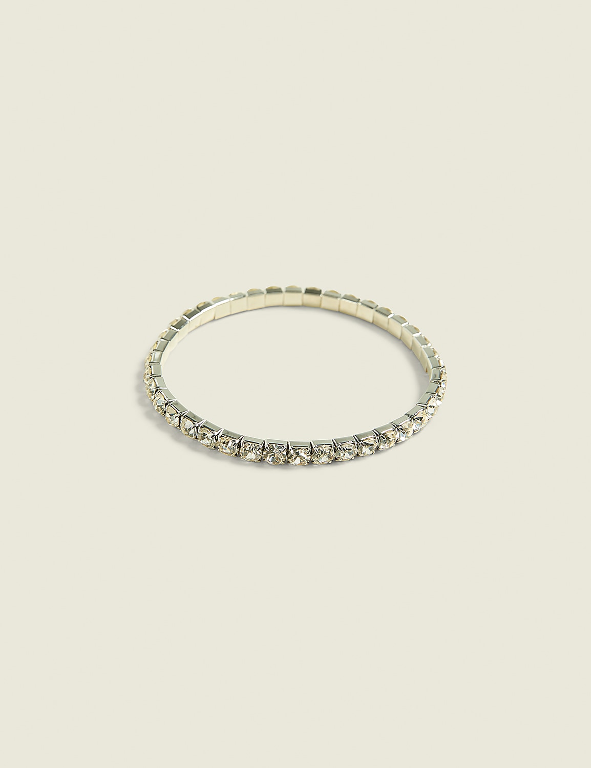 Silvertone Rhinestone Stretch Bracelet Product Image 1