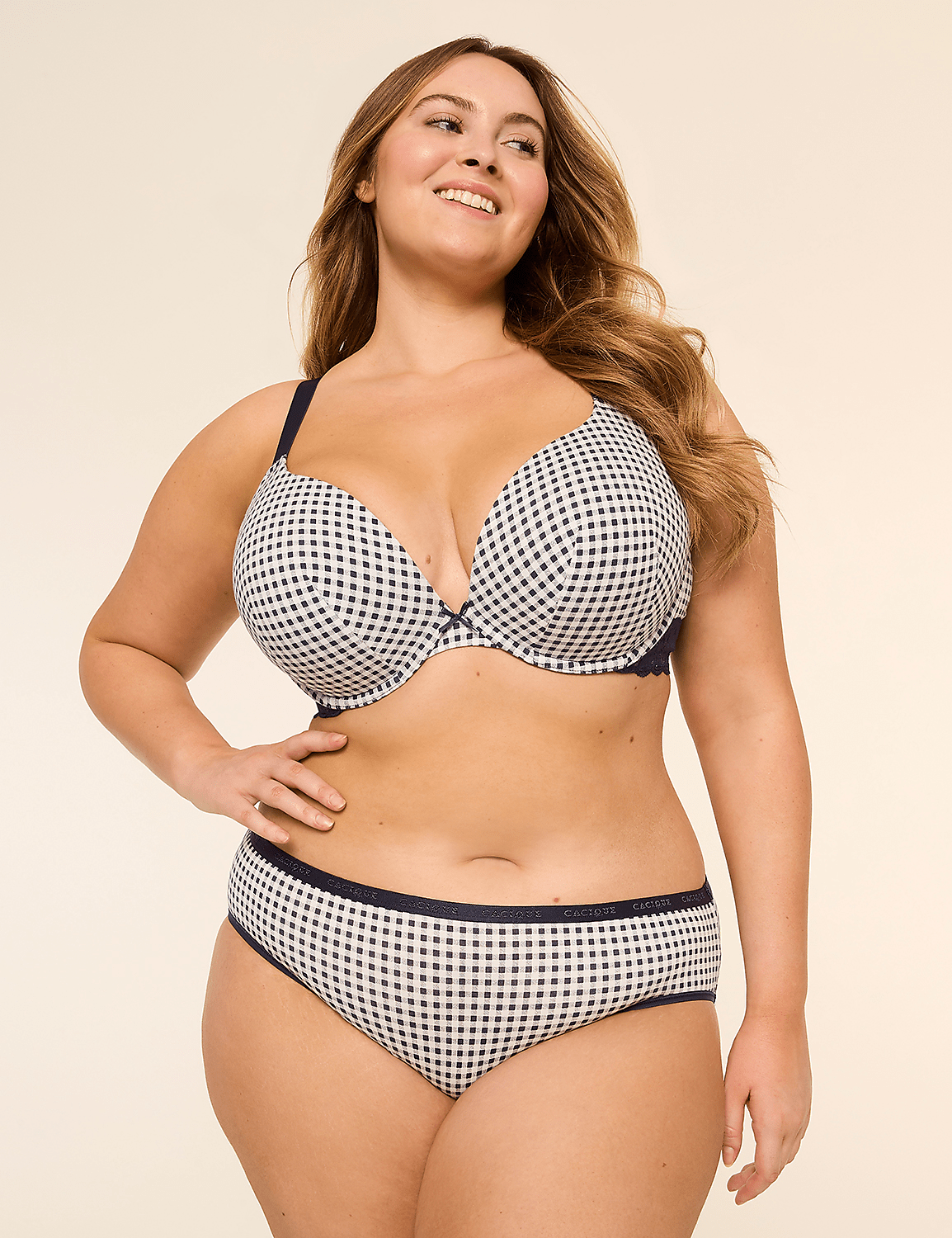 Cotton Boost Plunge Bra With Lace Product Image 3