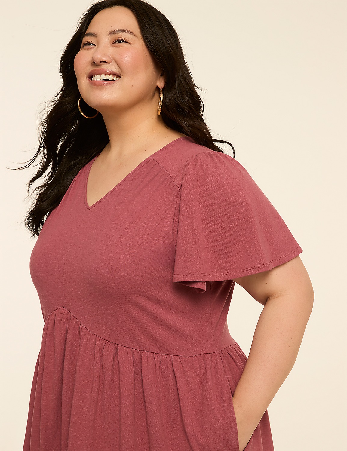 Flutter-Sleeve Tiered Swing Dress Product Image 2