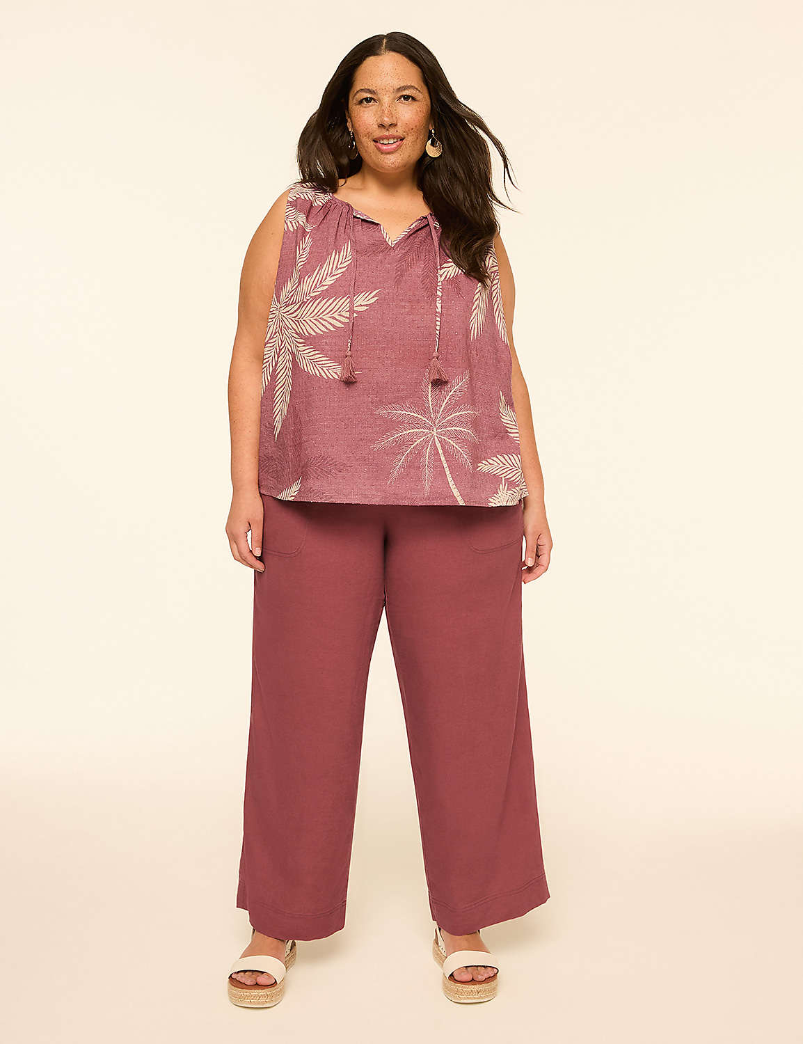 Linen-Blend Wide Leg Pant Product Image 2