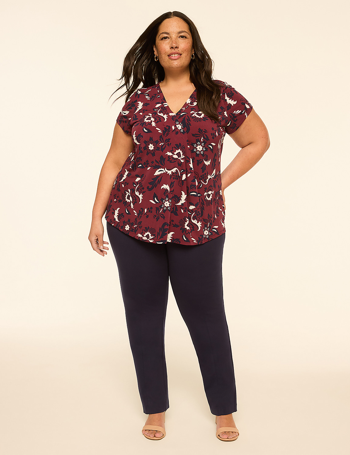 Swing Cap-Sleeve Pleat-Front Top Product Image 2