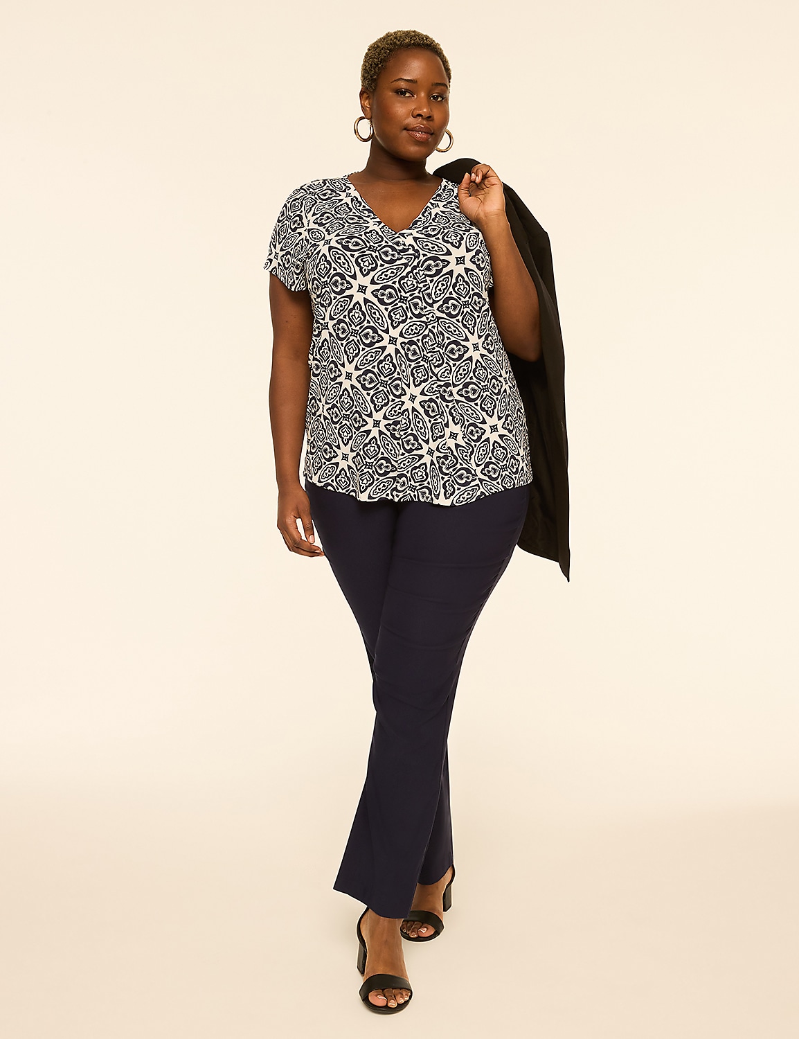 Swing Cap-Sleeve Pleat-Front Top Product Image 2