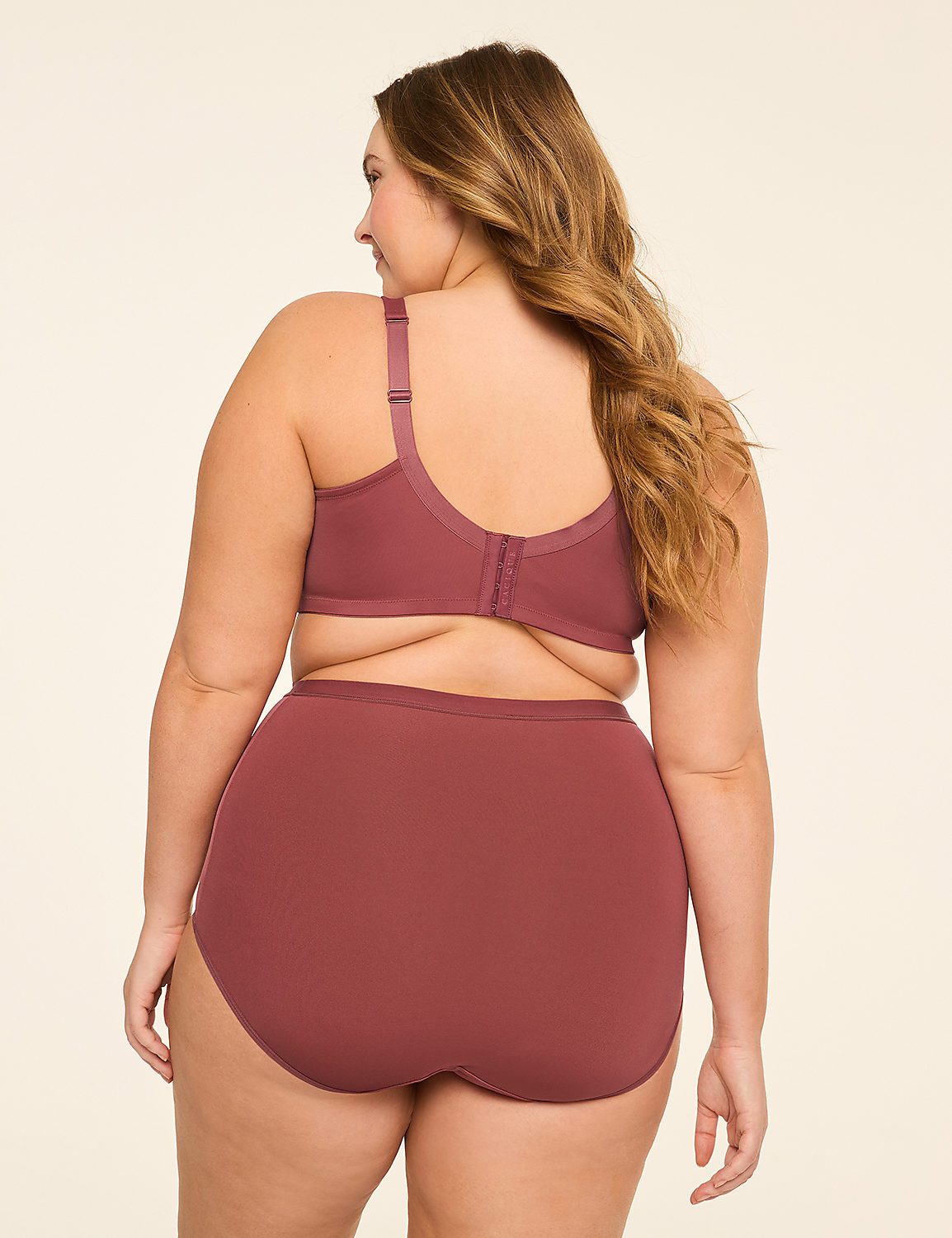 A woman in a mauve bra and high-waisted briefs stands against a plain, light-colored background. Product Image 2