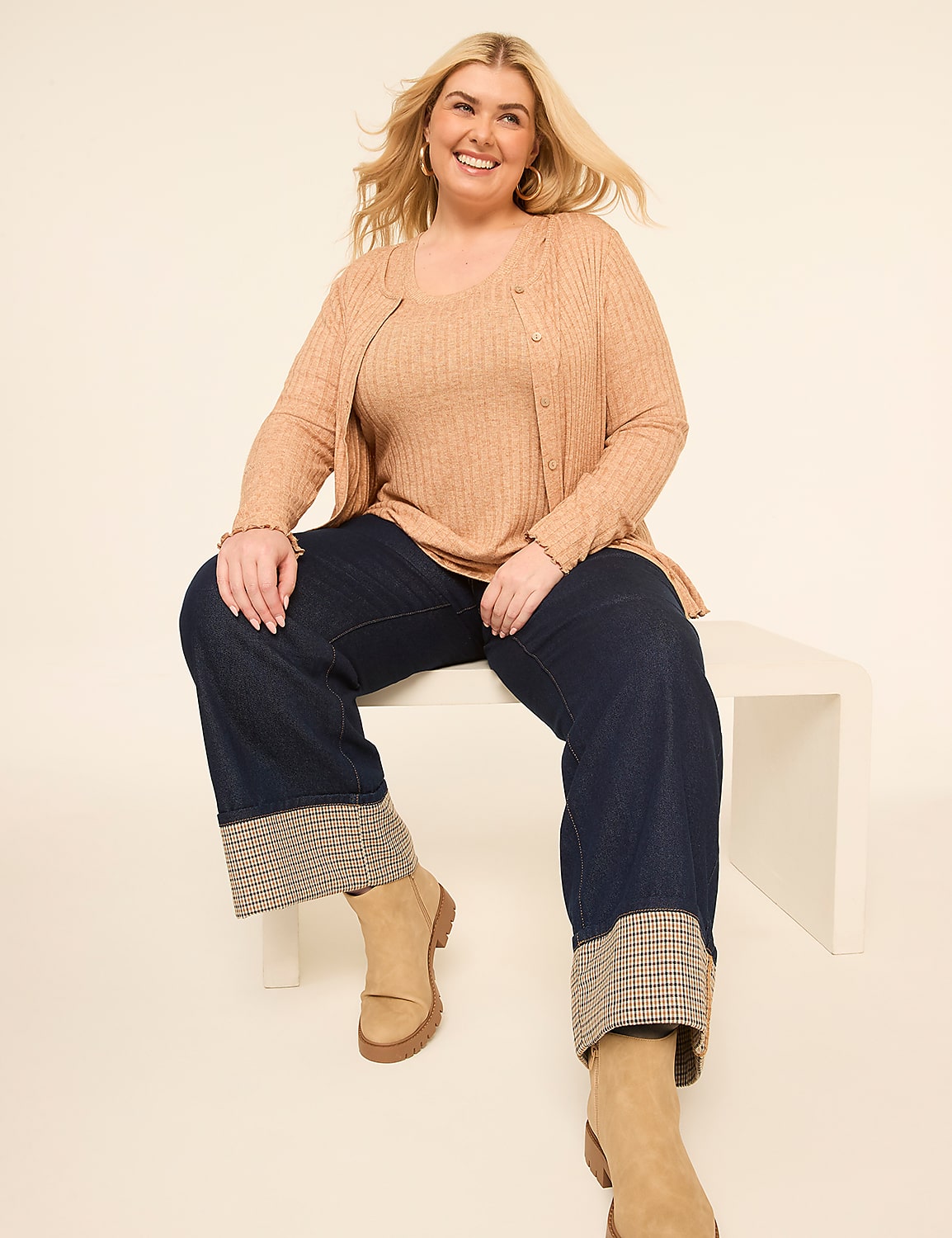 Ribbed Soft Spun Button-Front Cardigan - thumbnail 7