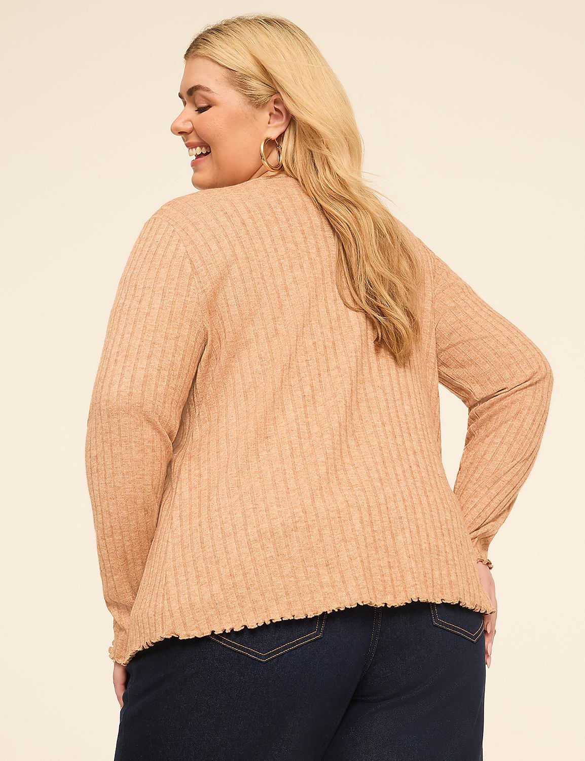 Ribbed Soft Spun Button-Front Cardigan - thumbnail 6