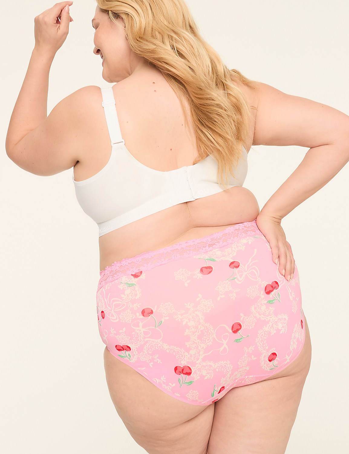 Cotton High-Leg Brief Panty With Lace Waist Product Image 2