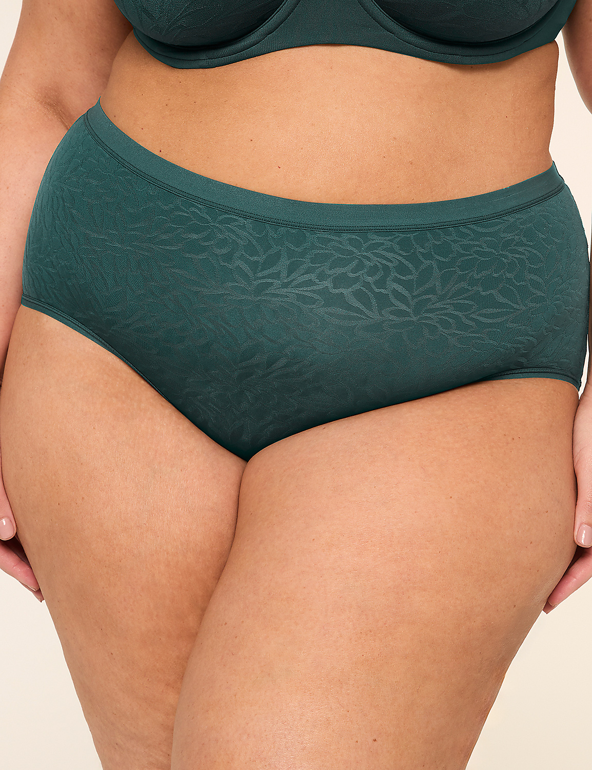 No-Show Full Brief Panty With Textured Lace Product Image 1