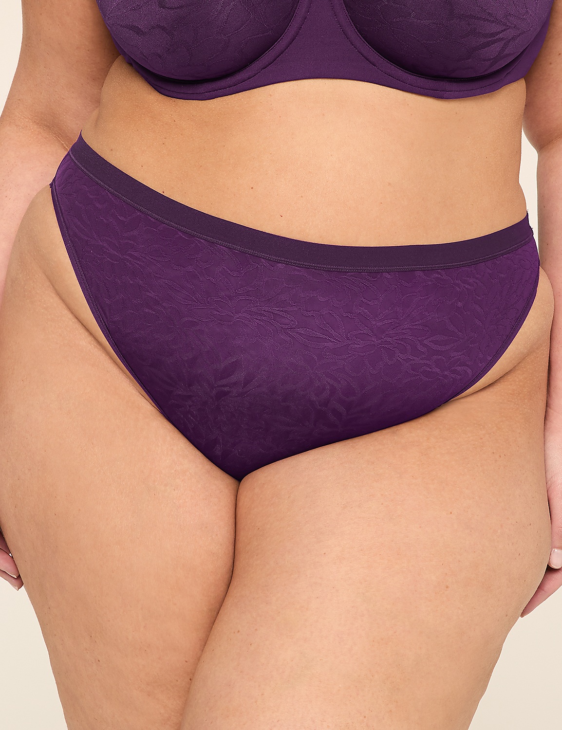 No-Show French Cut Brief Panty With Textured Lace Product Image 1