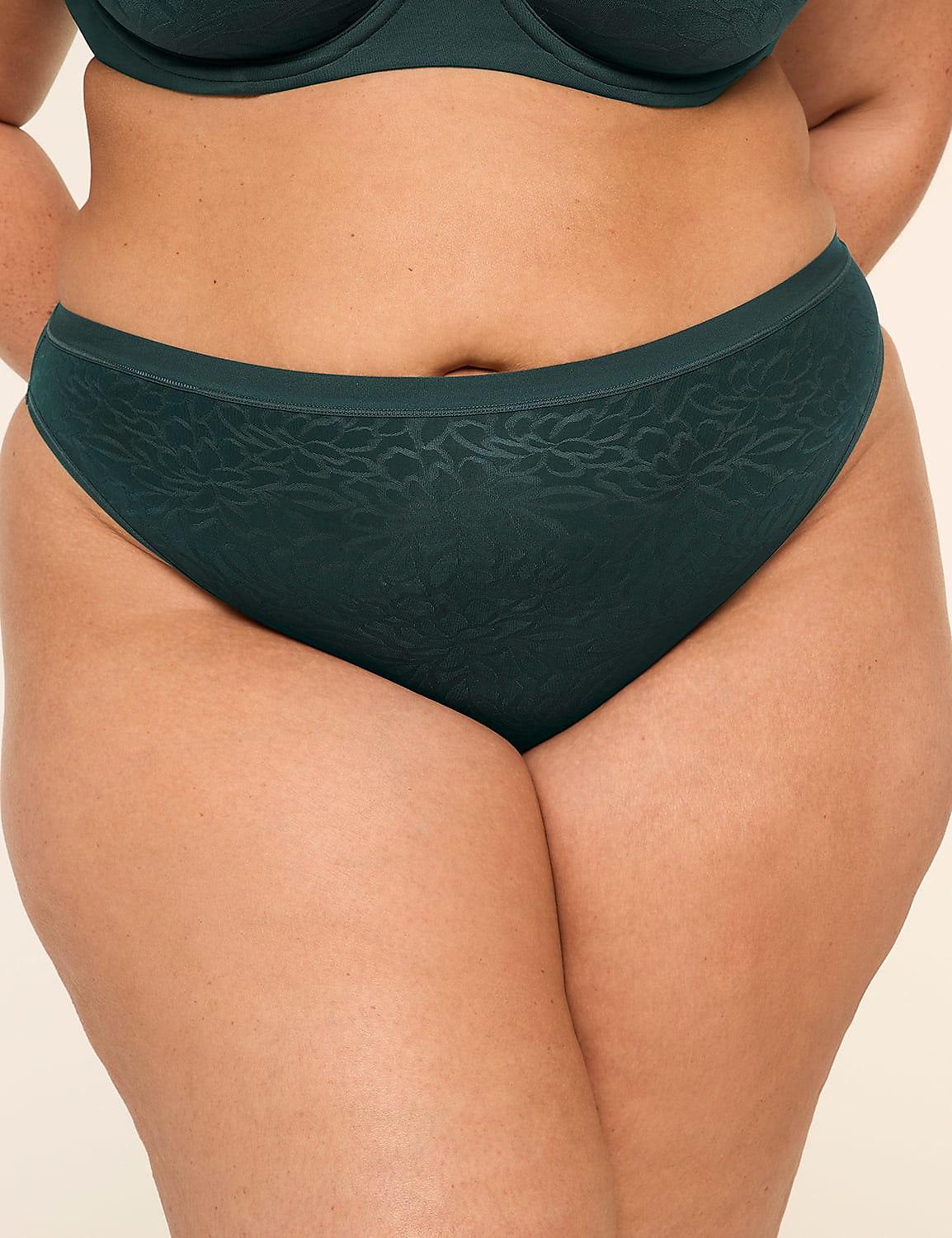 No-Show French Cut Brief Panty With Textured Lace | LaneBryant