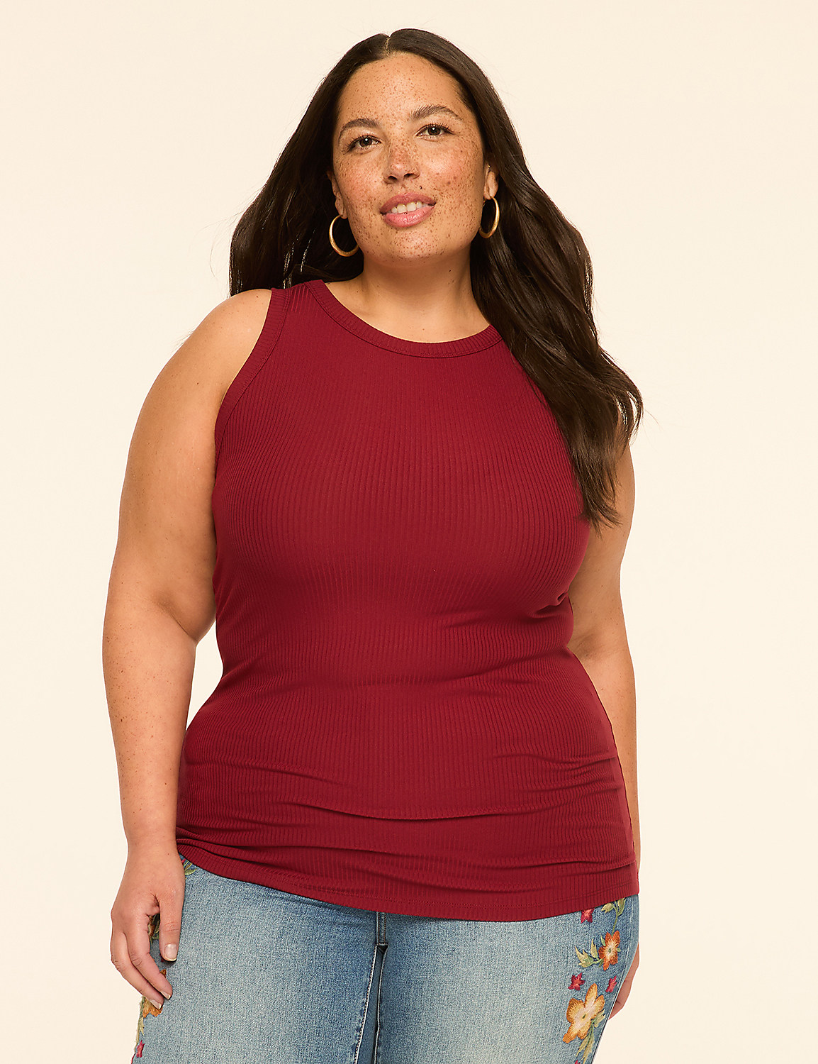High-Neck Rib Tank Product Image 1