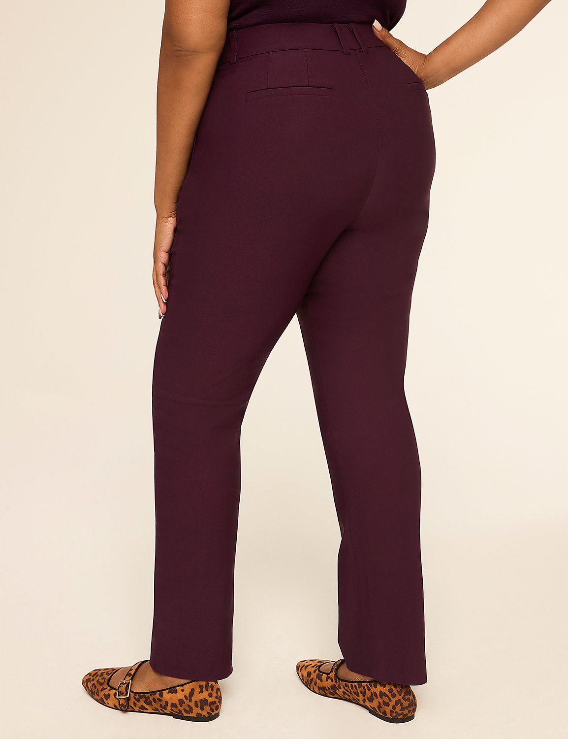 A person in burgundy pants and leopard print flats stands against a plain, light-colored background. Product Image 2