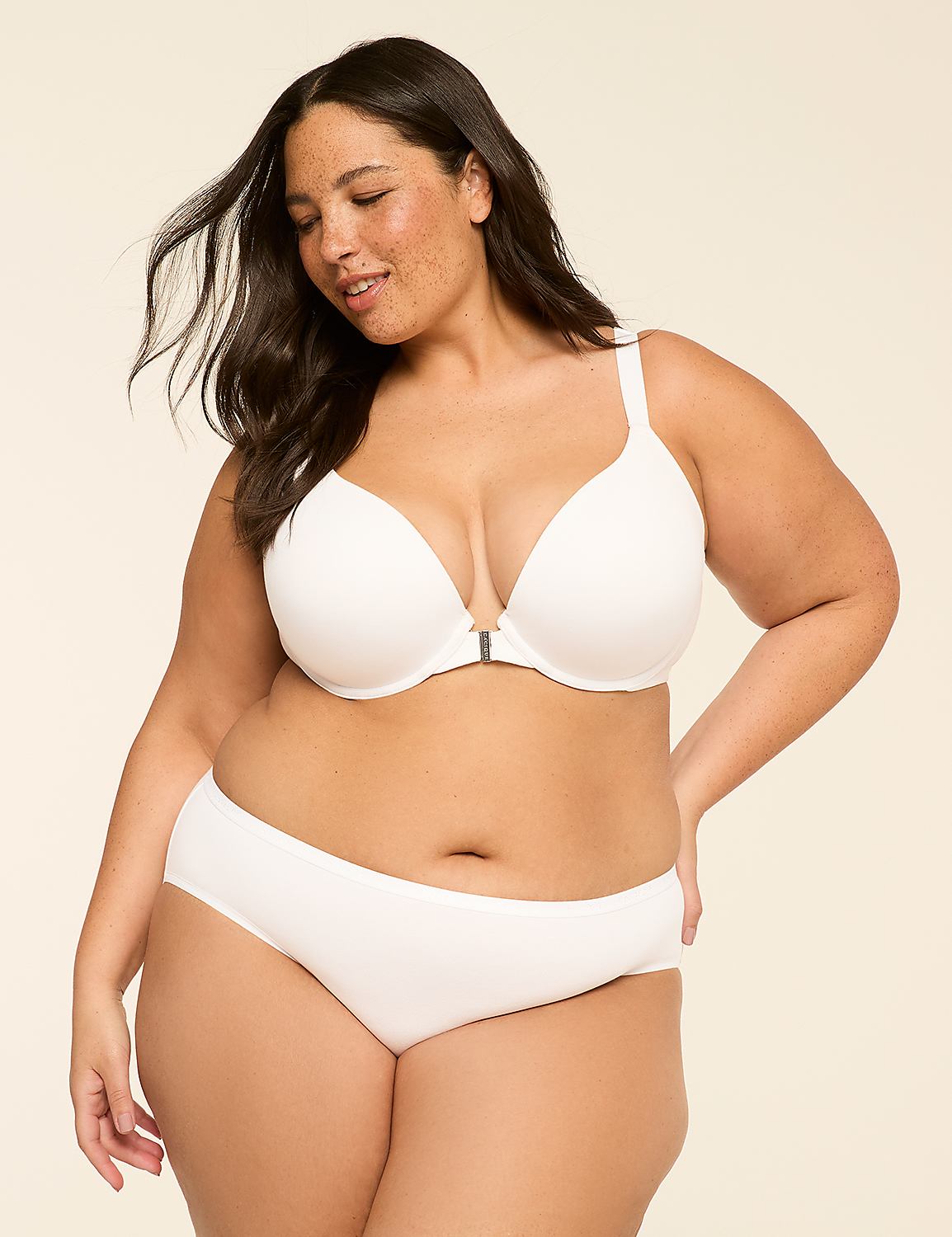 A woman in a white bra and underwear stands against a plain, light-colored background. Product Image 4