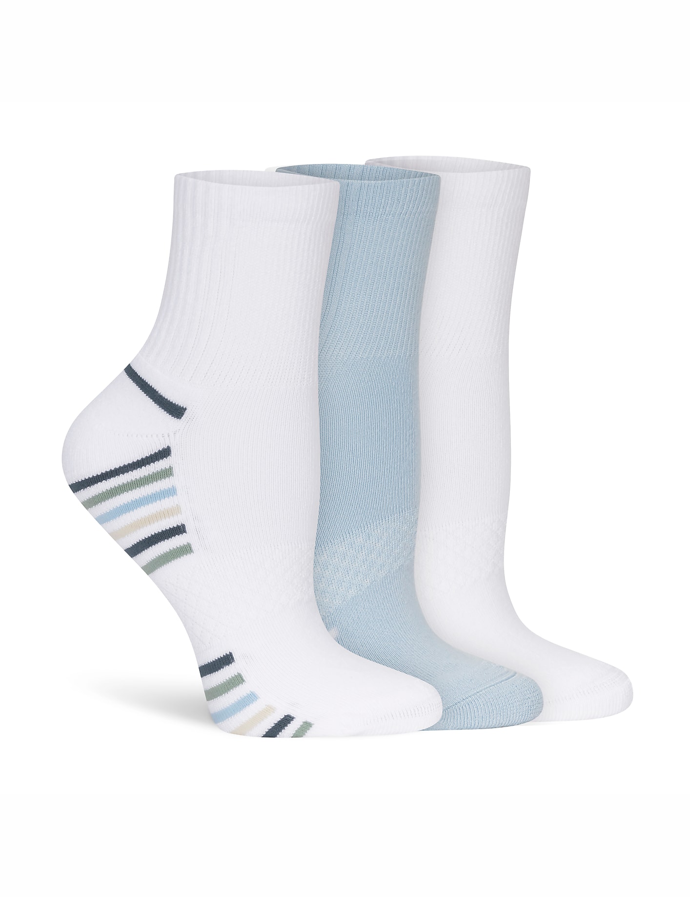 Lemon Powder Stripe Quarter Crew Socks Product Image 1