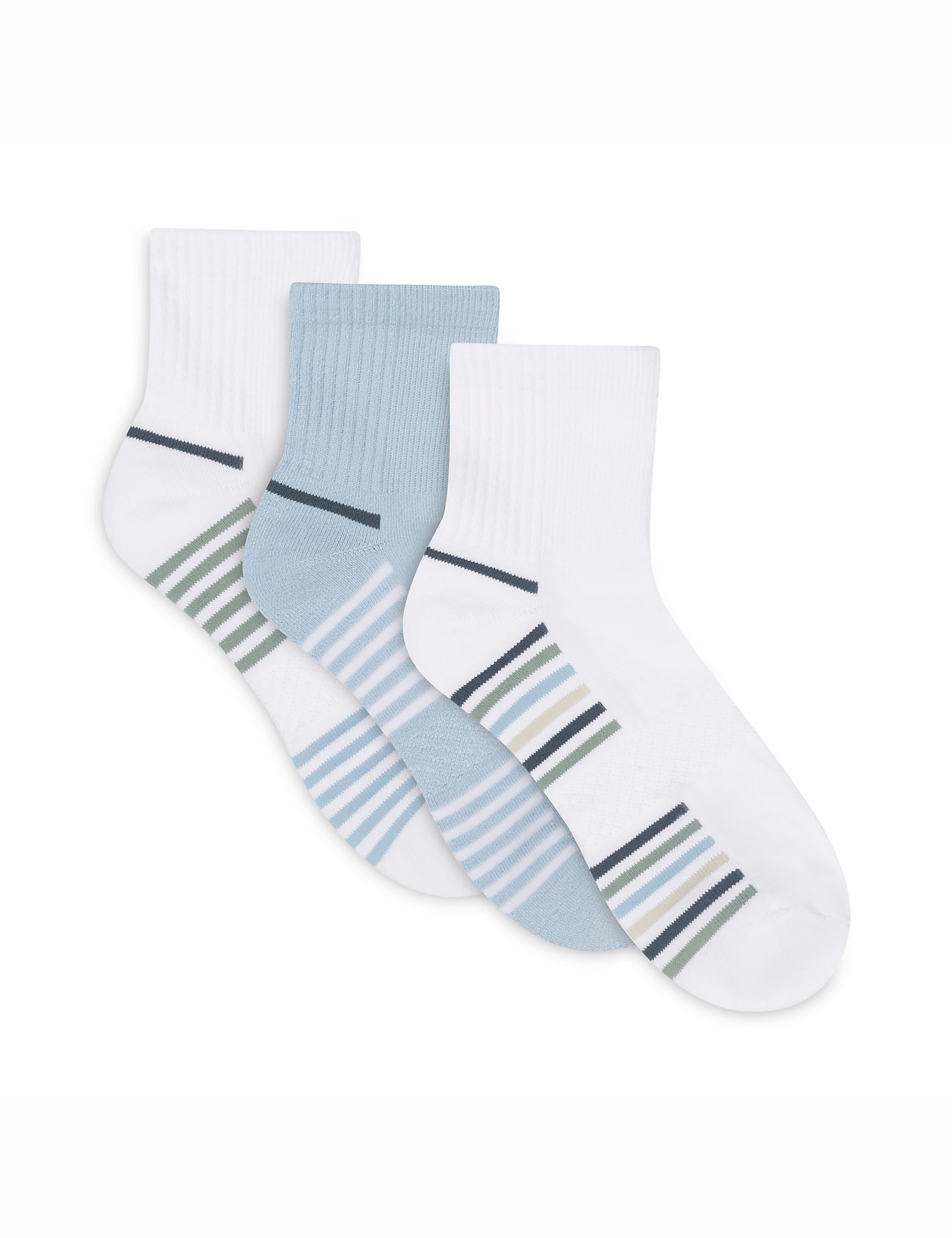 Lemon Powder Stripe Quarter Crew Socks Product Image 2
