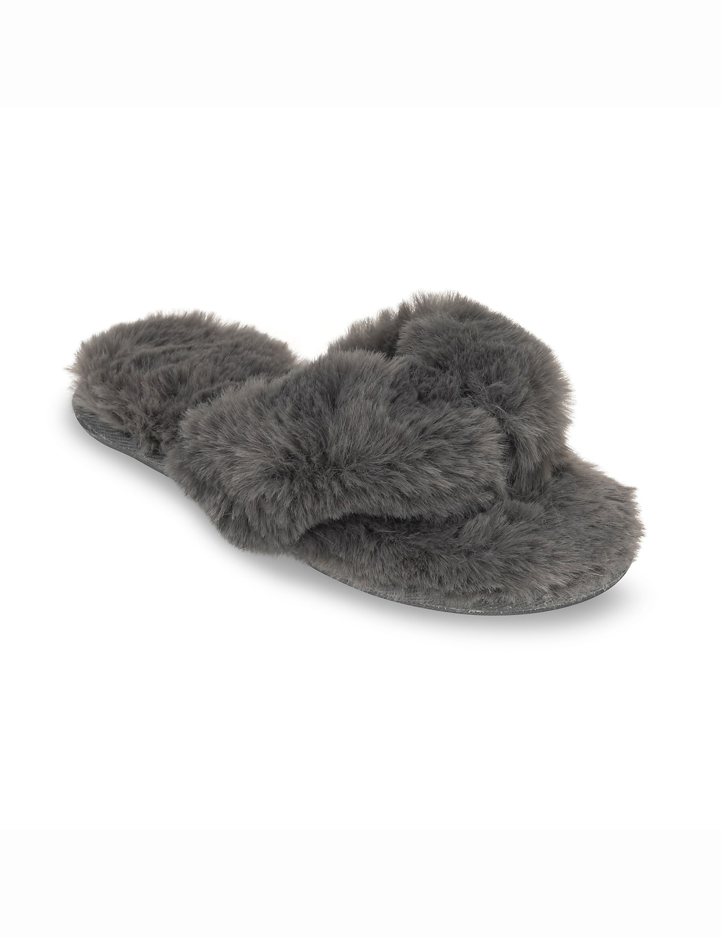 Lemon Waterfront Solid Faux-Fur Flip Flop Slipper Product Image 1