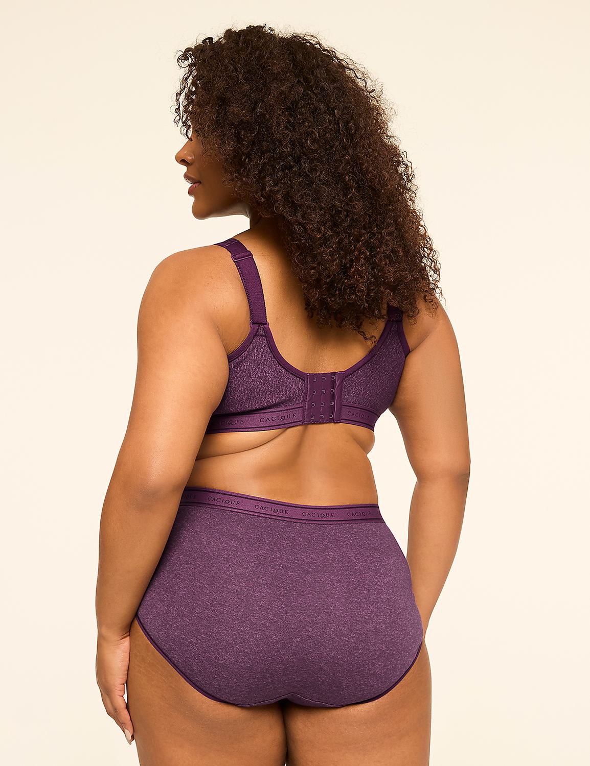 A woman in a purple bra and matching underwear stands with her back to the viewer against a plain, light background. Product Image 2