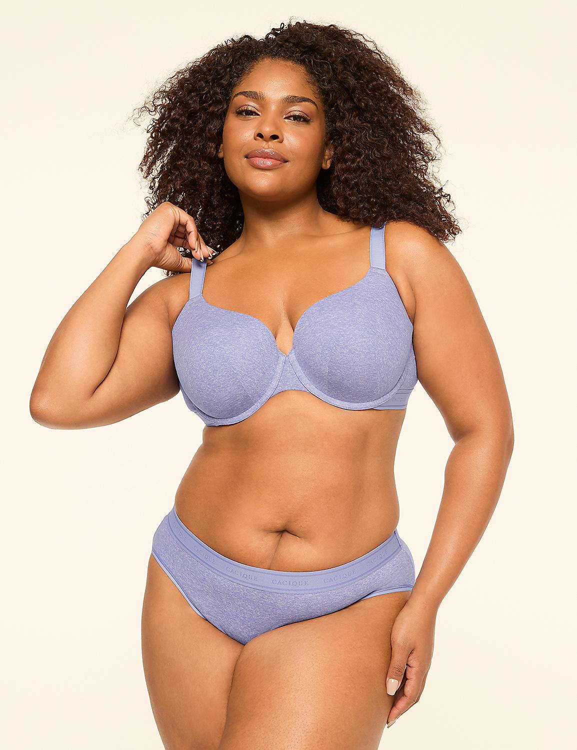 A woman with curly dark hair poses in a light blue bra and underwear against a plain, light-colored background. Product Image 4