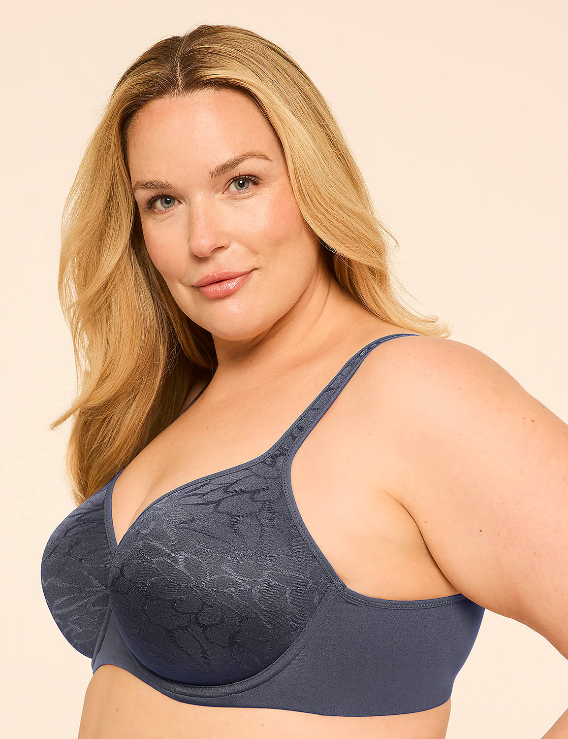A blonde woman in a blue bra is pictured against a plain, light background. Product Image 3