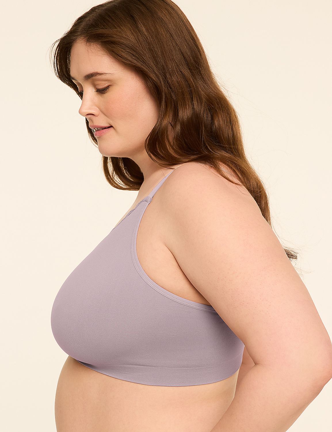 A woman in a light purple bra is shown in profile against a plain, light-colored background. Product Image 3