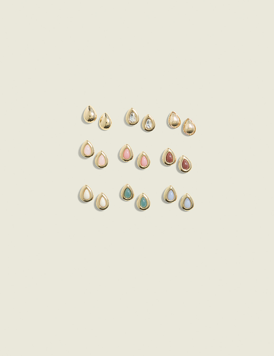 Teardrop Imitation Stone Earring 9-Pack