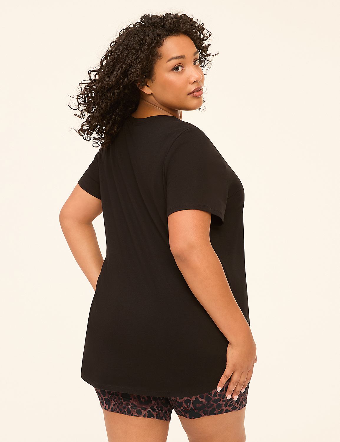Comfy Cotton V-Neck Tunic Tee & Bike Short PJ Set Product Image 2