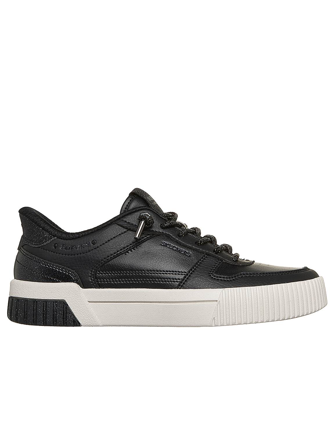 A black leather sneaker with a white sole sits against a plain white background. Product Image 1