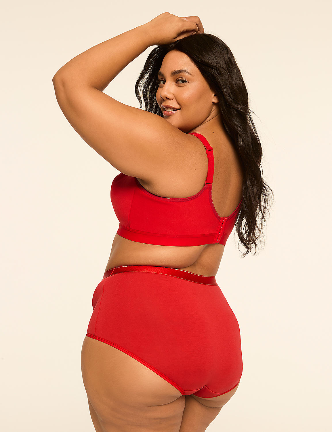 A woman in red lingerie poses against a plain, light-colored background. Product Image 2