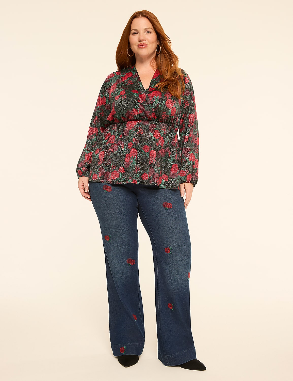 Shimmer Faux-Wrap Peplum Top - thumbnail 9