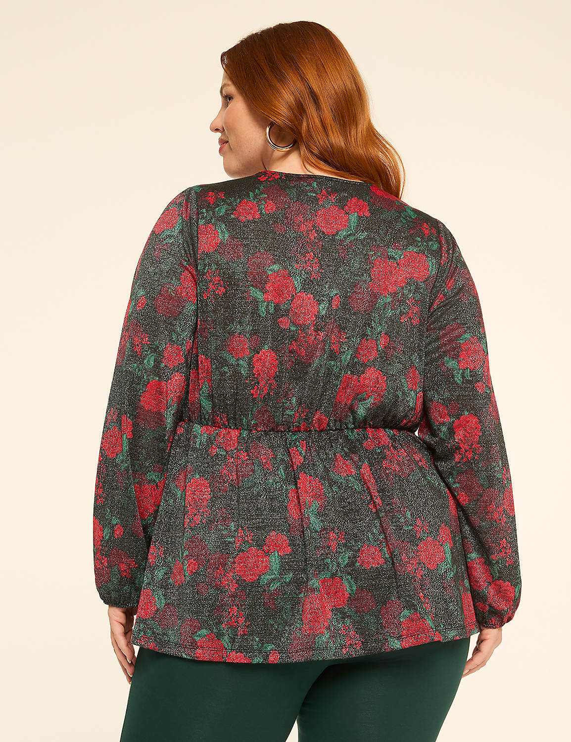 Shimmer Faux-Wrap Peplum Top - thumbnail 6