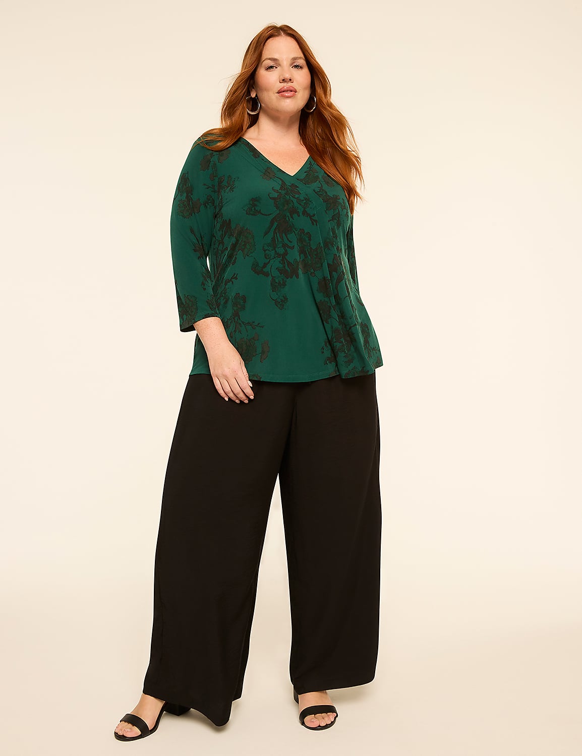 Swing 3/4-Sleeve Pleat-Front Top - thumbnail 10