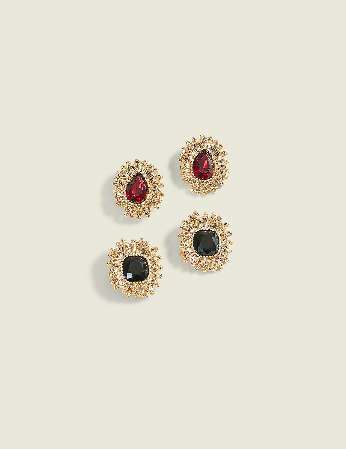 Flower Imitation Stone Earring 2-Pack