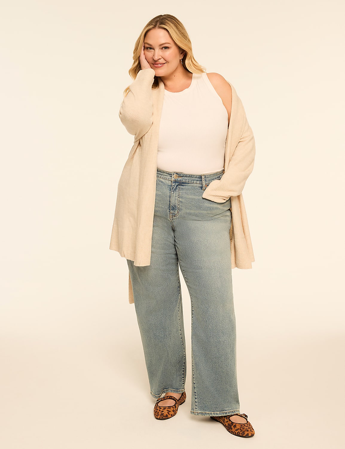 Open-Front Belted Cardigan - thumbnail 3