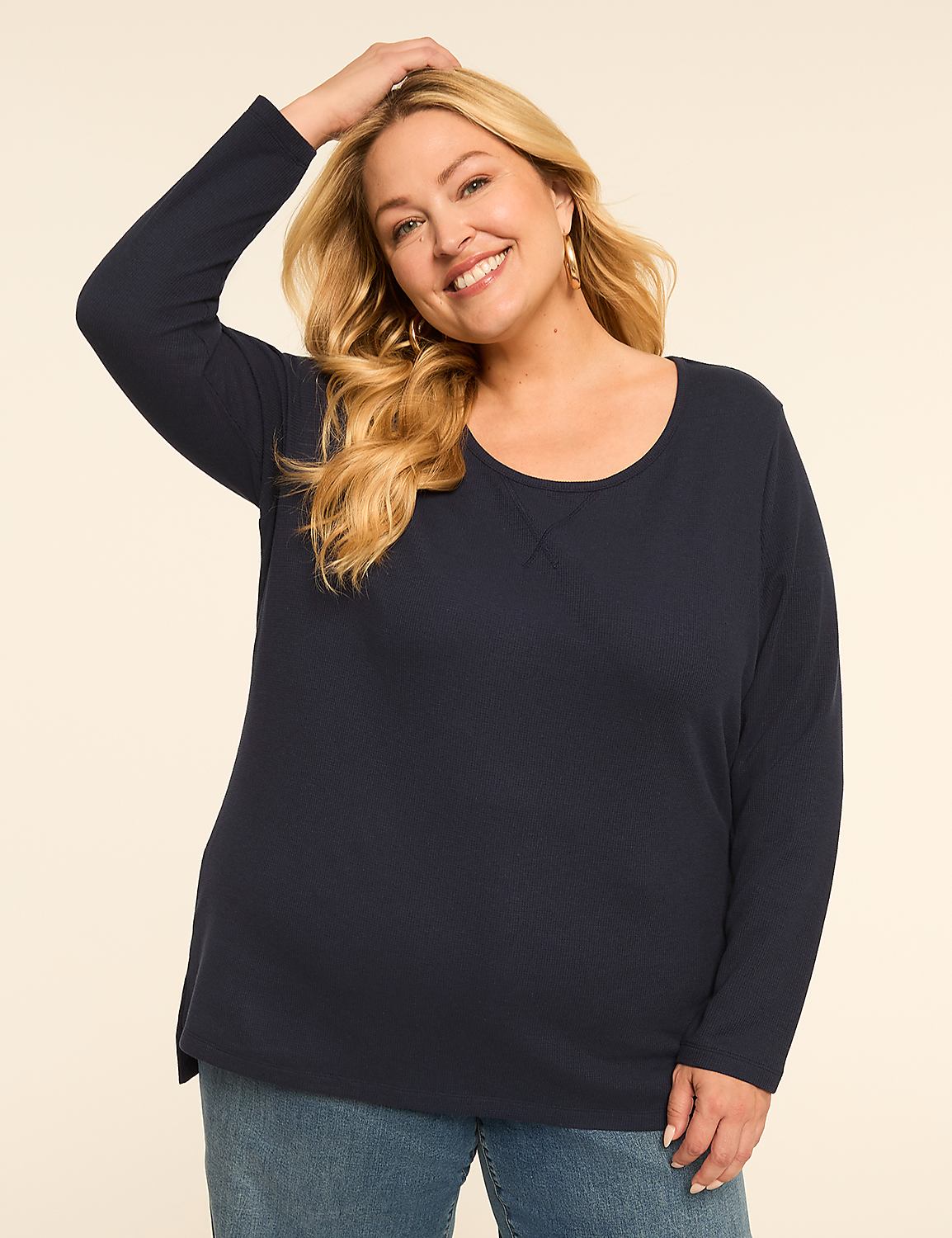 Waffle Knit Long-Sleeve Top - thumbnail 7