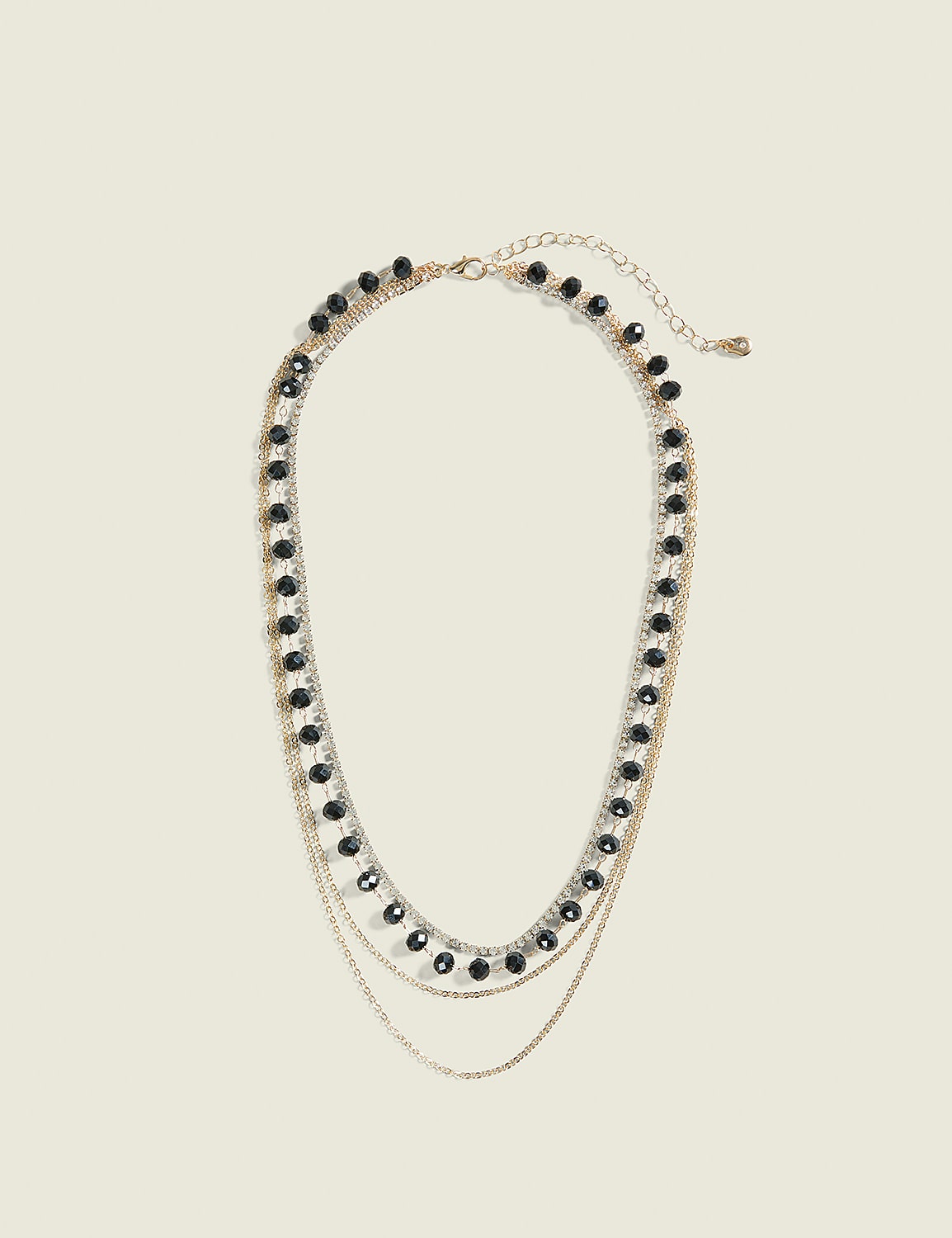 Black Beaded Multi-Row Necklace