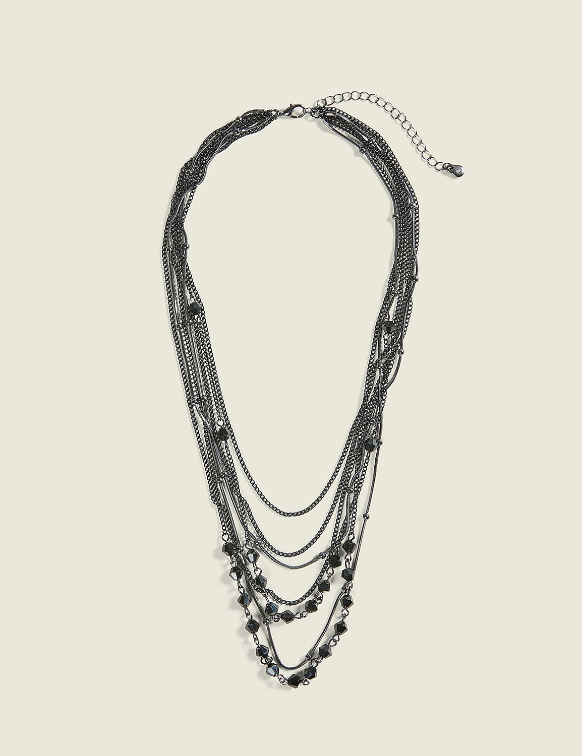 Black Beaded Multi-Row Necklace