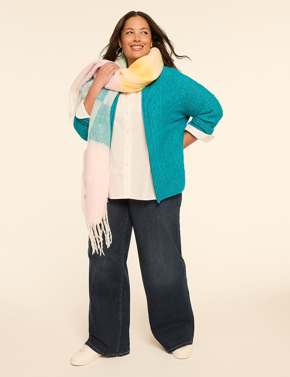 Cable Knit Full-Zip Sweater - thumbnail 4