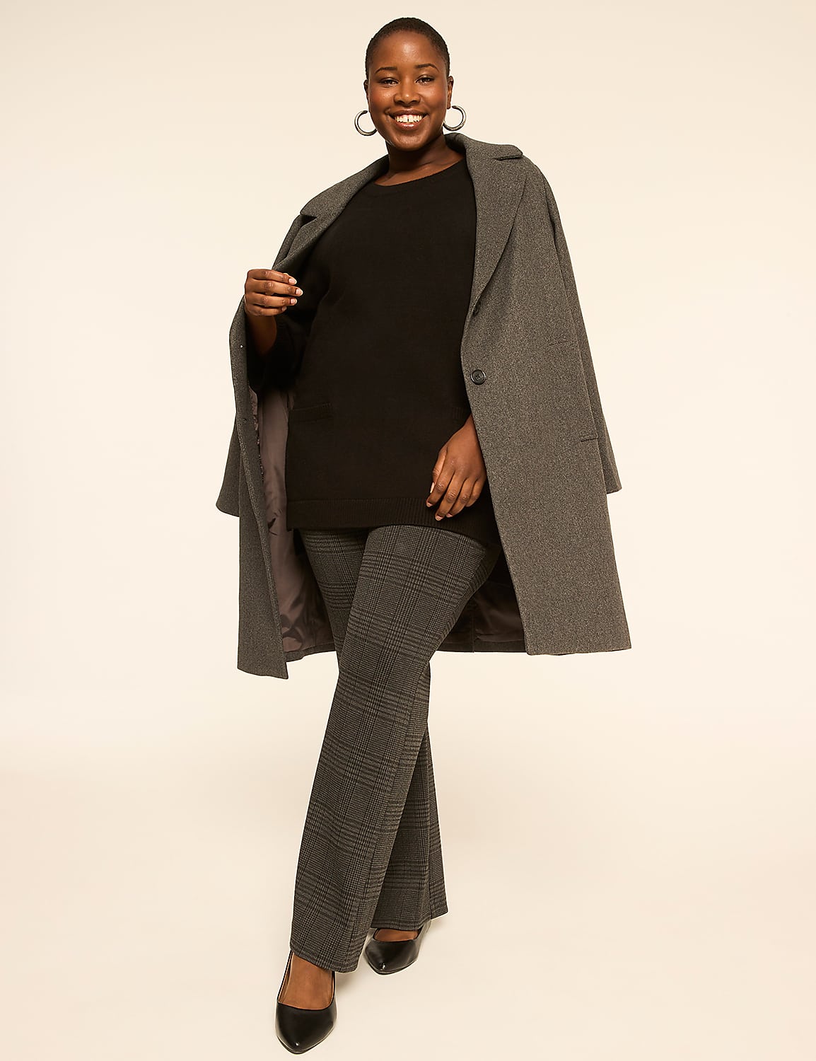 3/4-Sleeve Round-Neck Sweater Tunic - thumbnail 6