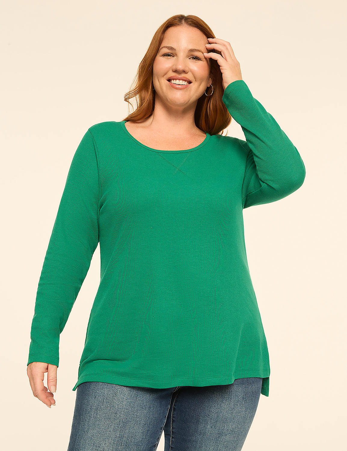Waffle Knit Long-Sleeve Top - thumbnail 4