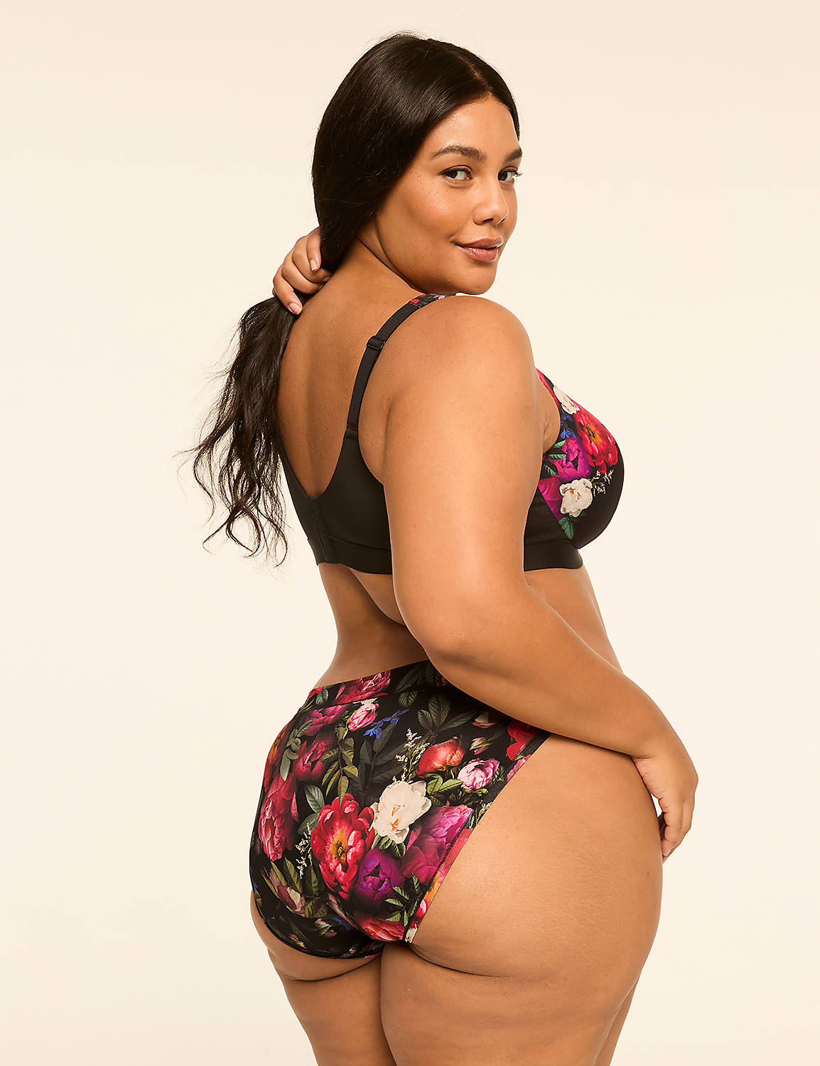 A woman in floral lingerie poses against a plain, light-colored background. Product Image 2