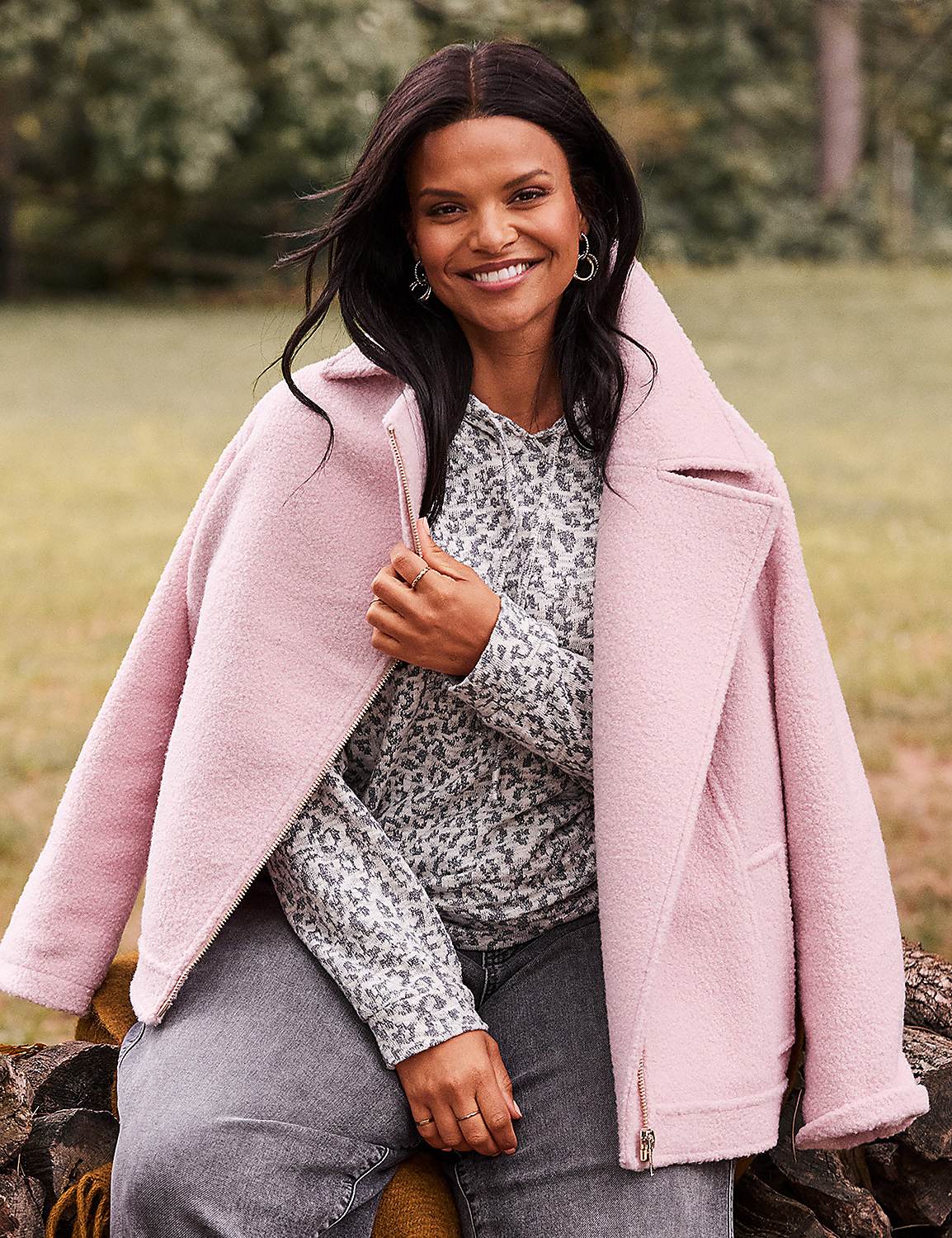 Boucle Faux-Wool Moto Jacket - thumbnail 4